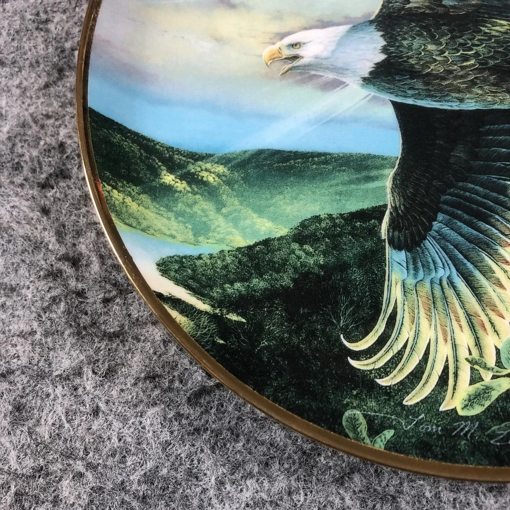 Vintage Save The‎ Eagle Proud And Free Multicolor Porcelain Plate U2357